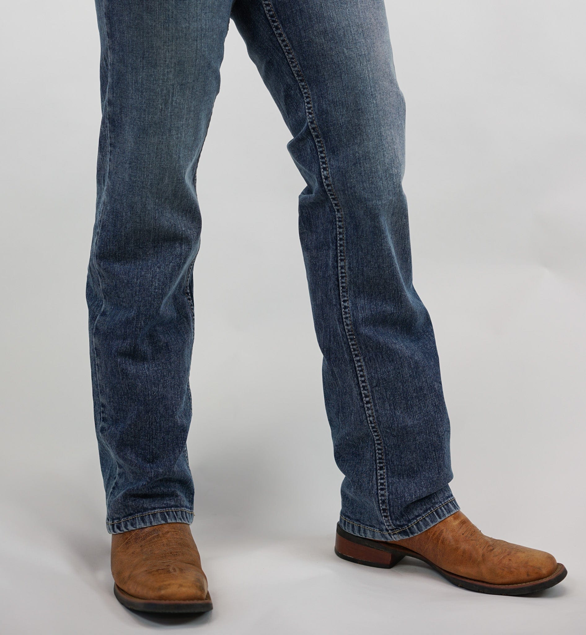 Denim Jeans - Bunkhouse Fit - STRETCH Fabric, Relaxed, Mid-Rise, Straight Leg, Boot Cut (Mid Wash & Faded) - Image 4