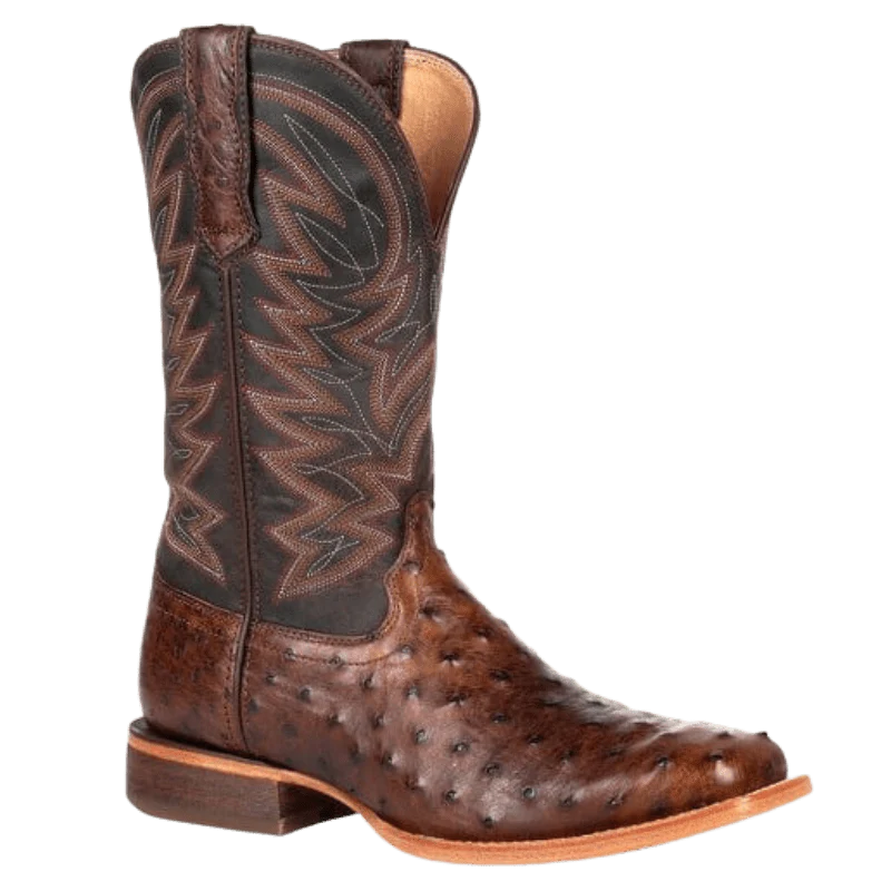 Durango Men's Premium Exotic Full-Quill Ostrich Antiqued Saddle Square Toe Western Boots DDB0274