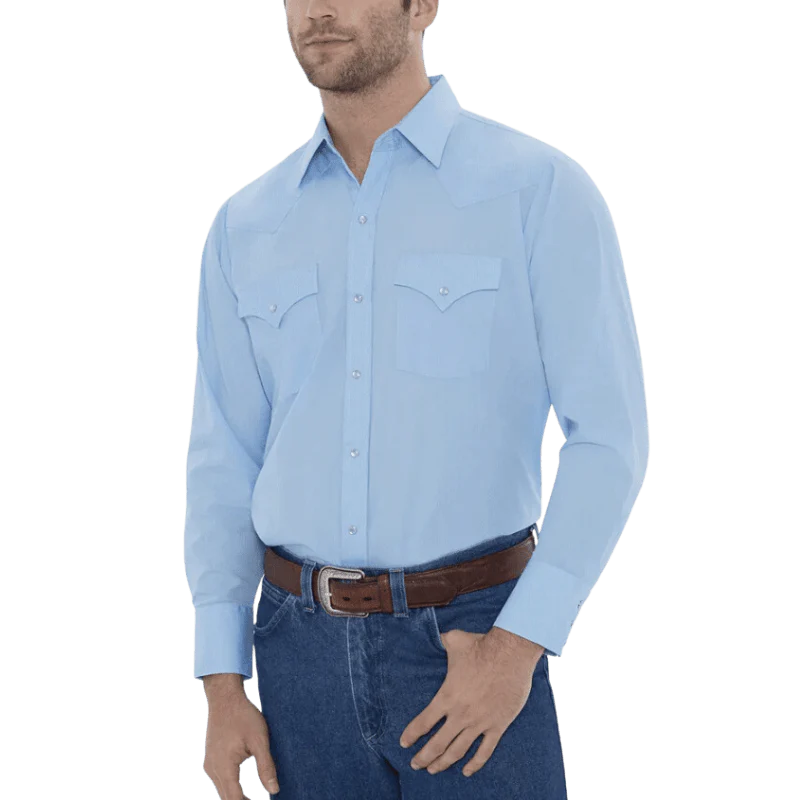 Ely Cattleman Men's Light Blue Long Sleeve Western Shirt 1520190582