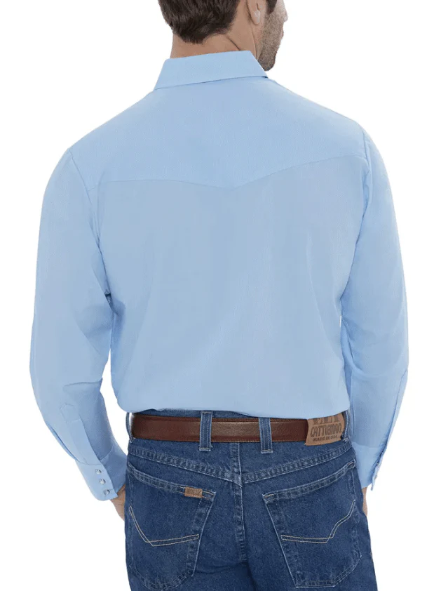 Ely Cattleman Men's Light Blue Long Sleeve Western Shirt 1520190582 - Image 2