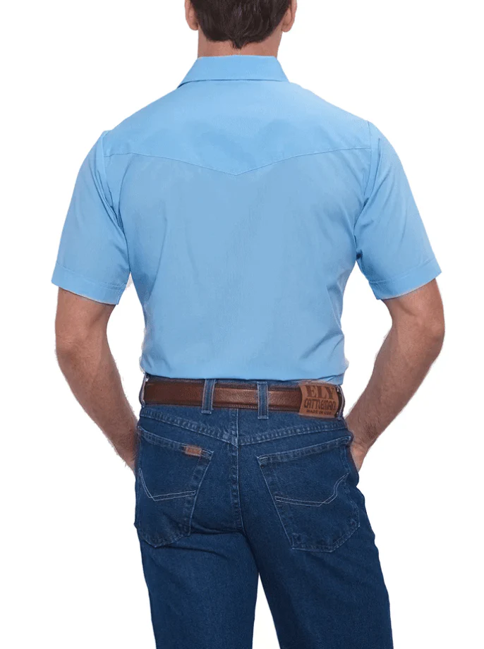 Ely Cattleman Men's Light Blue Short Sleeve Western Shirt 15201605-82 - Image 2