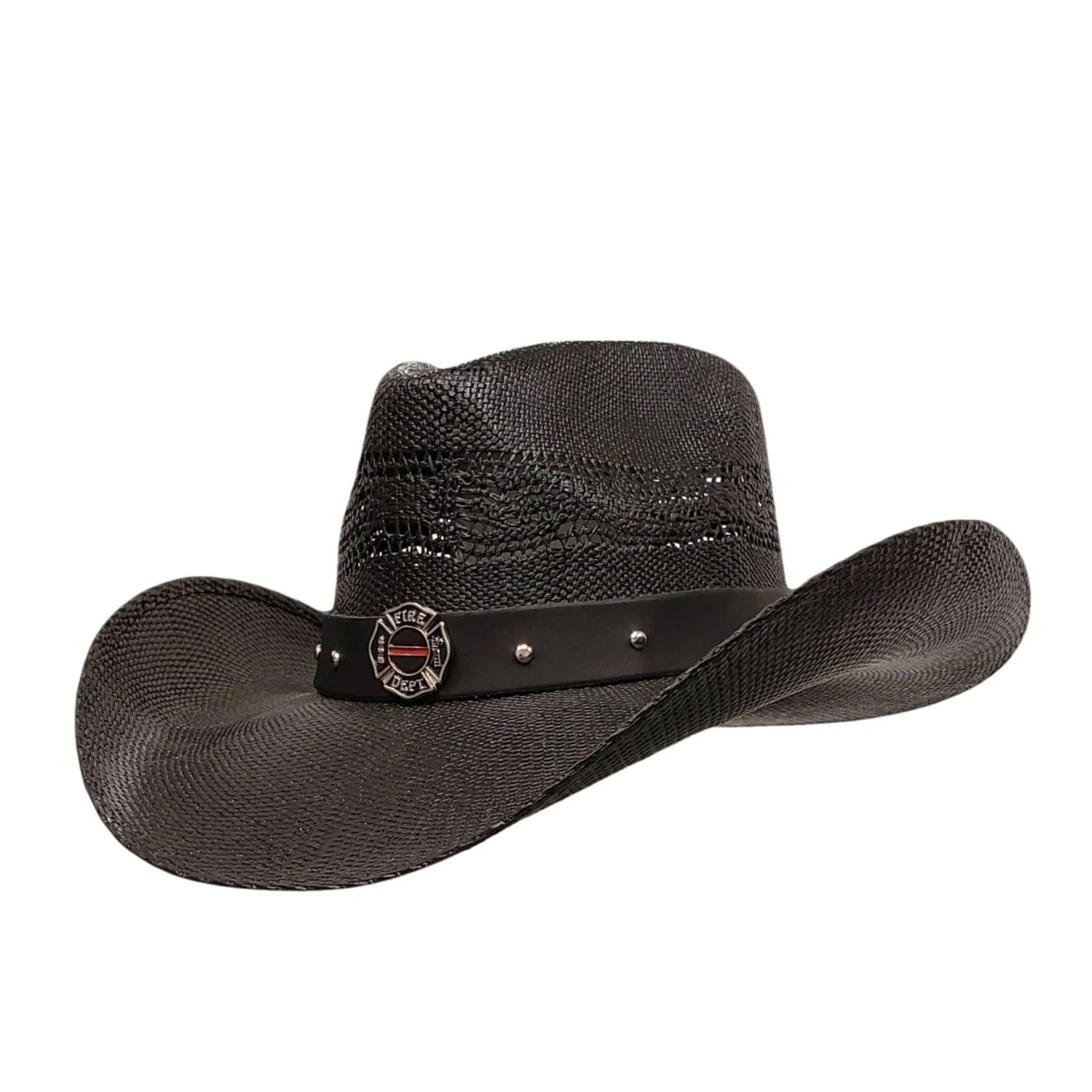 Gone Country Firefighter Heroes - Black Straw Cowboy Hat