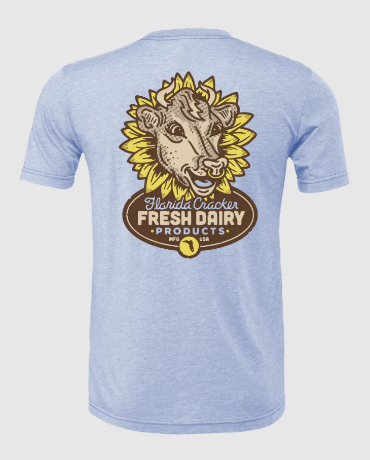 Florida Cracker Trading Co. Men's Dairy Cow Prism Blue Short Sleeve T-Shirt - Image 2