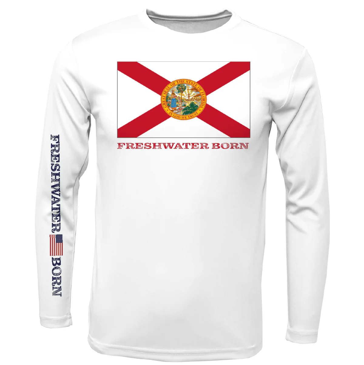 Florida Flag Freshwater Born Men's Long Sleeve UPF 50+ Dry-Fit Shirt - Image 3