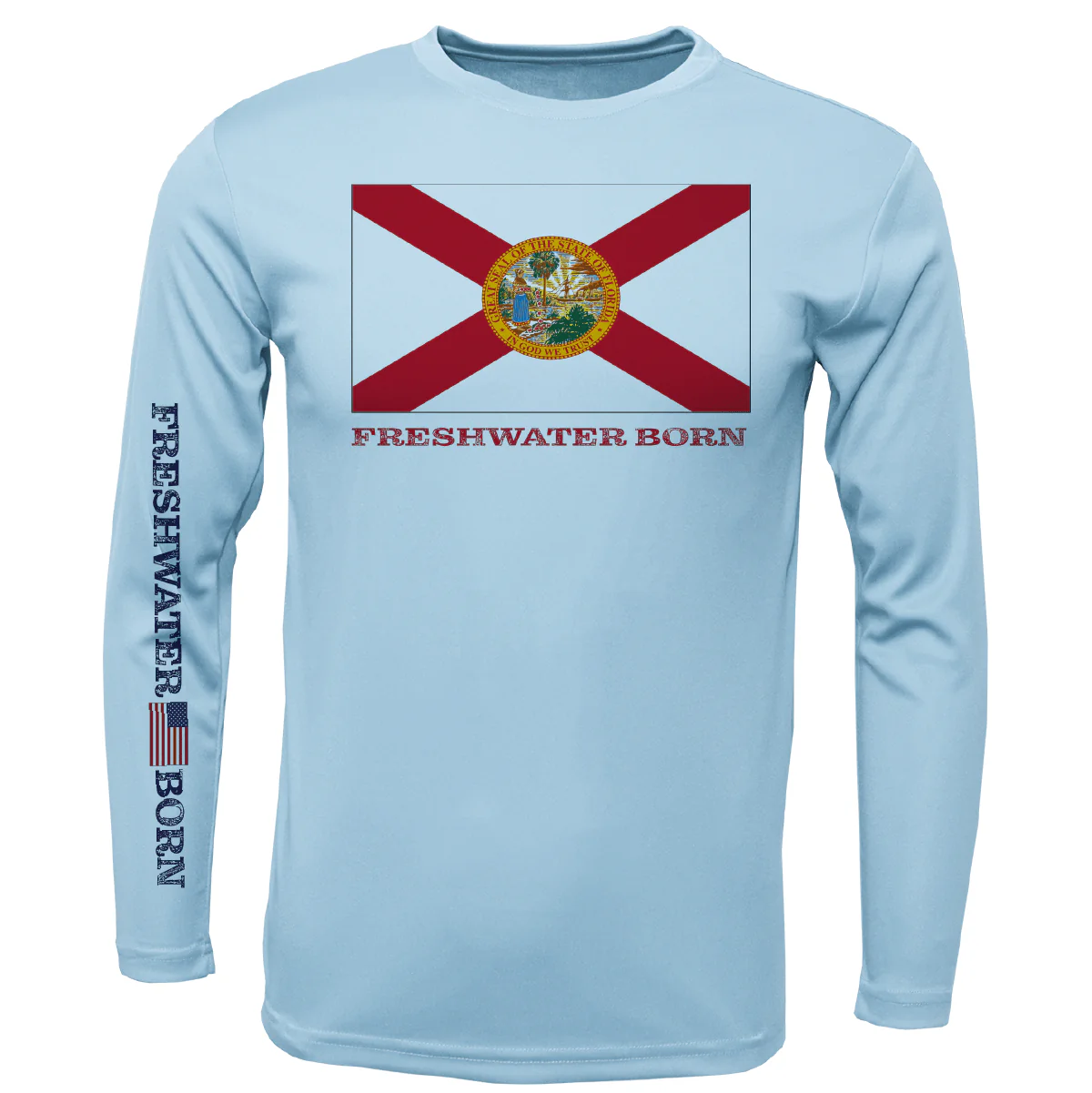 Florida Flag Freshwater Born Men's Long Sleeve UPF 50+ Dry-Fit Shirt - Image 5
