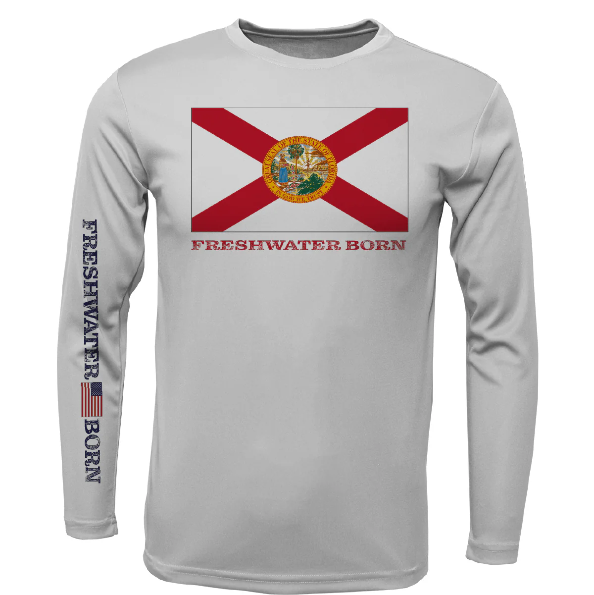 Florida Flag Freshwater Born Men's Long Sleeve UPF 50+ Dry-Fit Shirt - Image 7