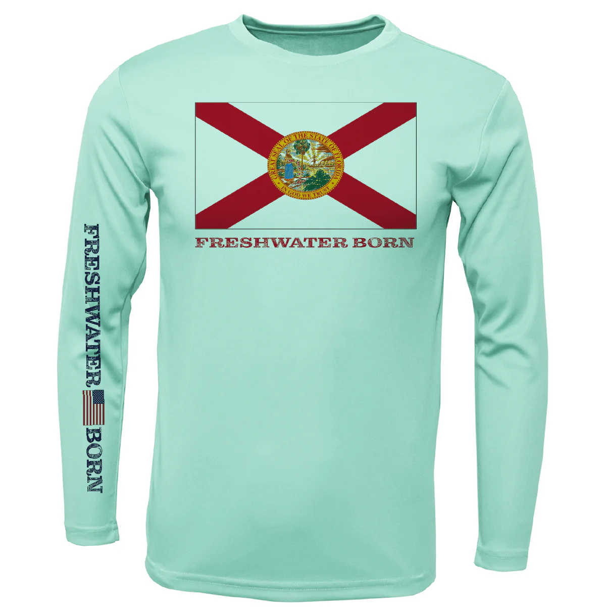 Florida Flag Freshwater Born Men's Long Sleeve UPF 50+ Dry-Fit Shirt - Image 9