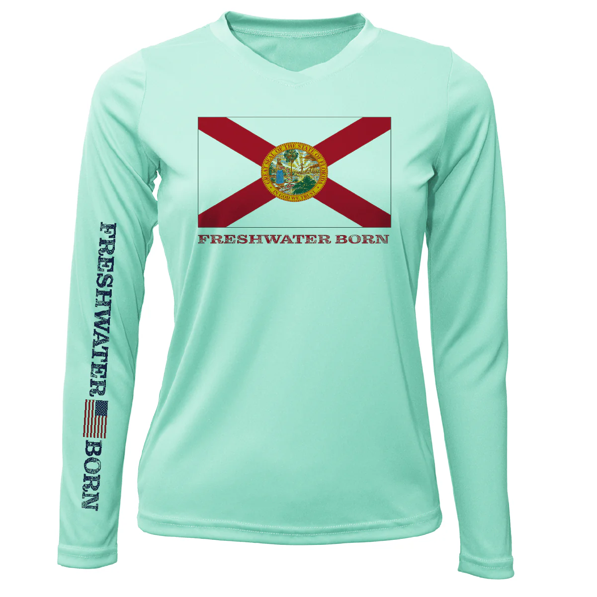 Florida Flag Freshwater Born Women's Long Sleeve UPF 50+ Dry-Fit Shirt - Image 11