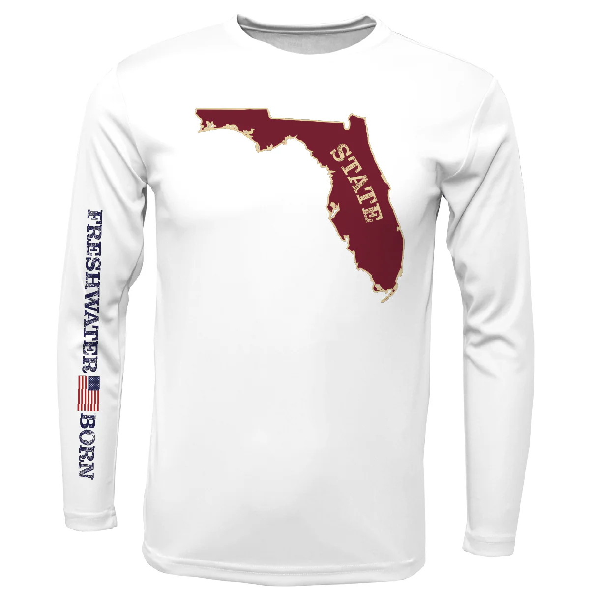 Garnet and Gold Freshwater Born Men's Long Sleeve UPF 50+ Dry-Fit Shirt - Image 5