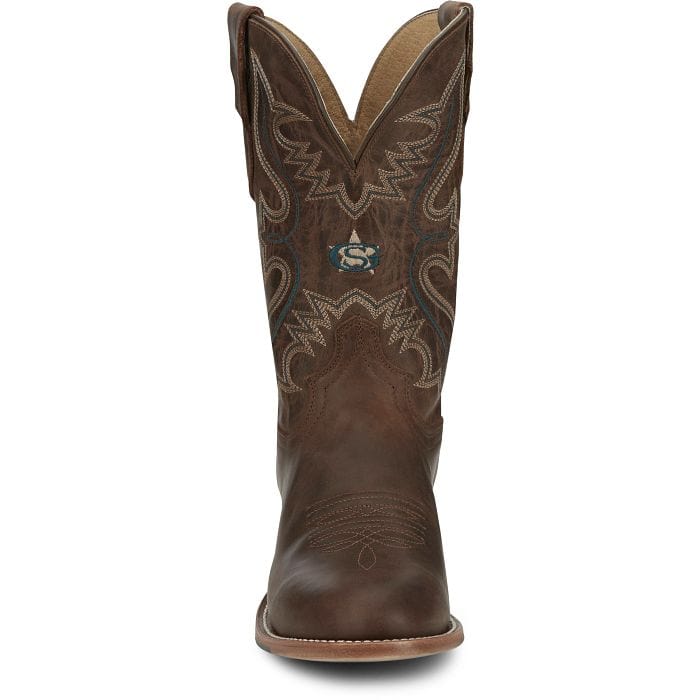Justin Men's Wells Rich Mahogany Brown Round Toe Western Boots GR8017 - Image 5
