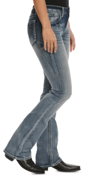 Grace in LA Women's Diamond Embossed Mid Rise Bootcut Jeans EB61838 - Image 2