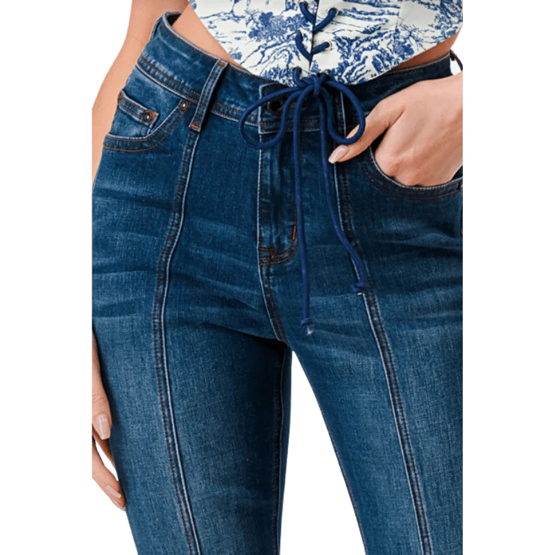 Grace in LA Women's Medium Blue High Rise Flare Jeans HL9578 - Image 3