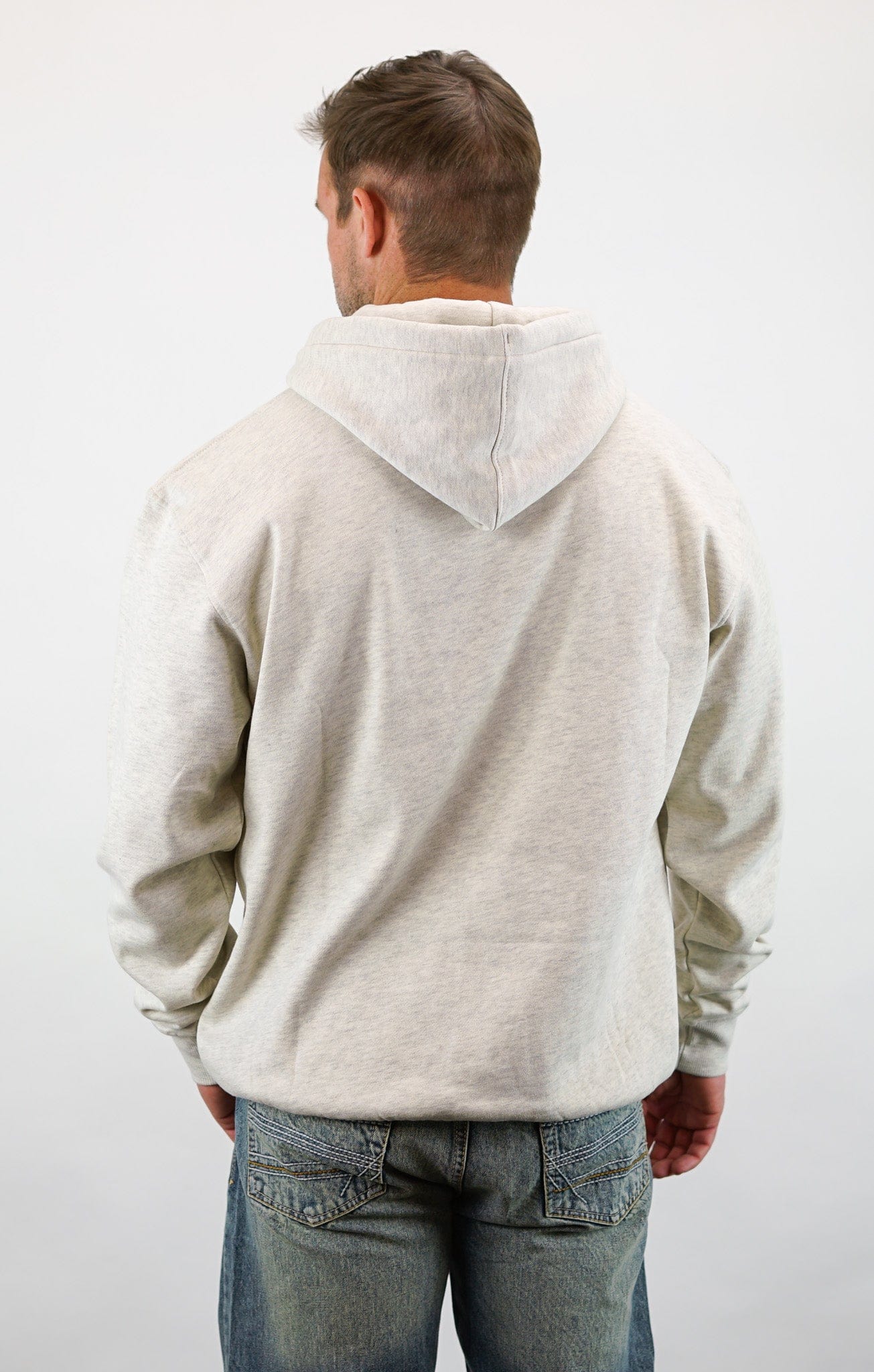 Hoodie - Riding Cowboys Print, Oatmeal Color - Image 4