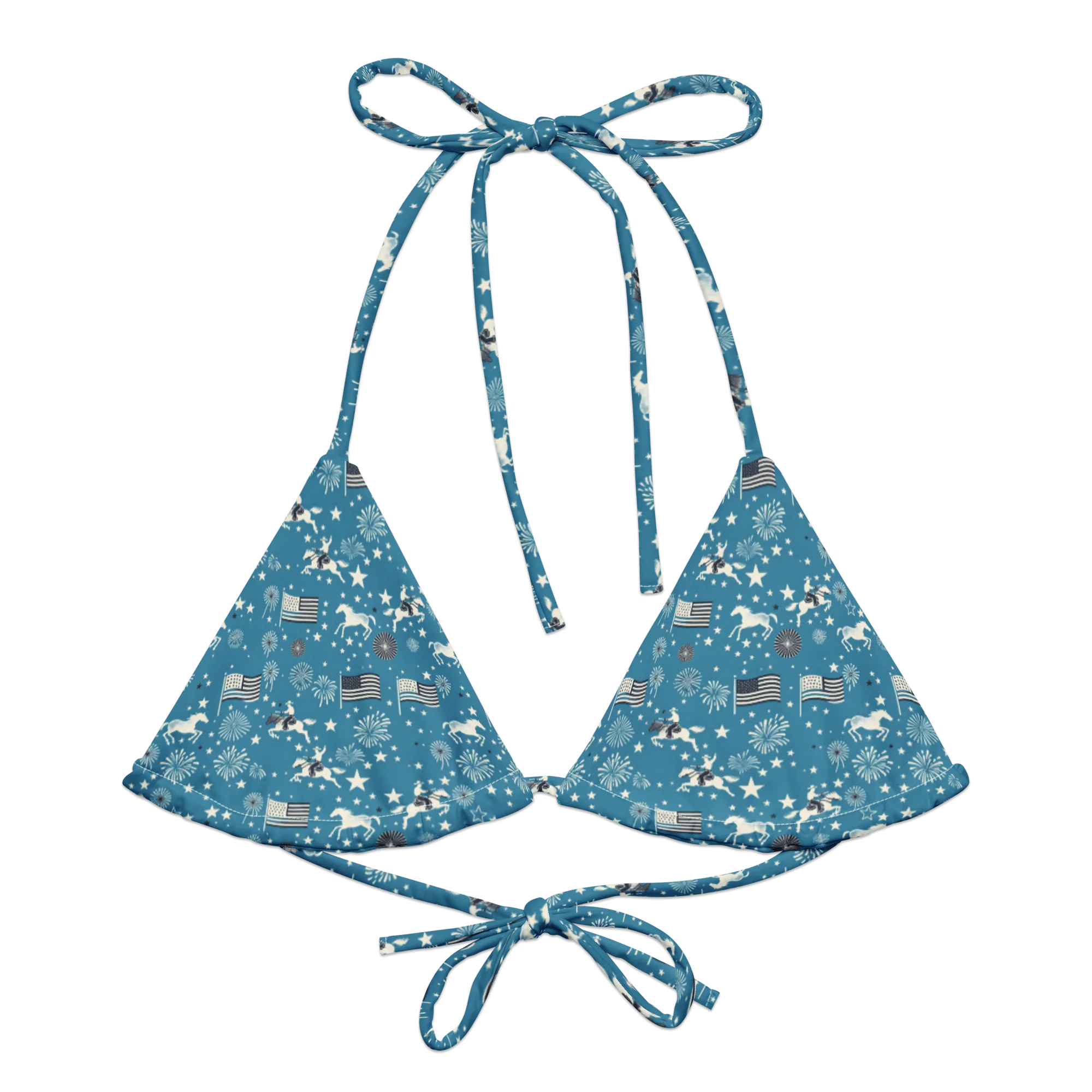 Independence Blues: Fourth of July Cowboy String Bikini Top