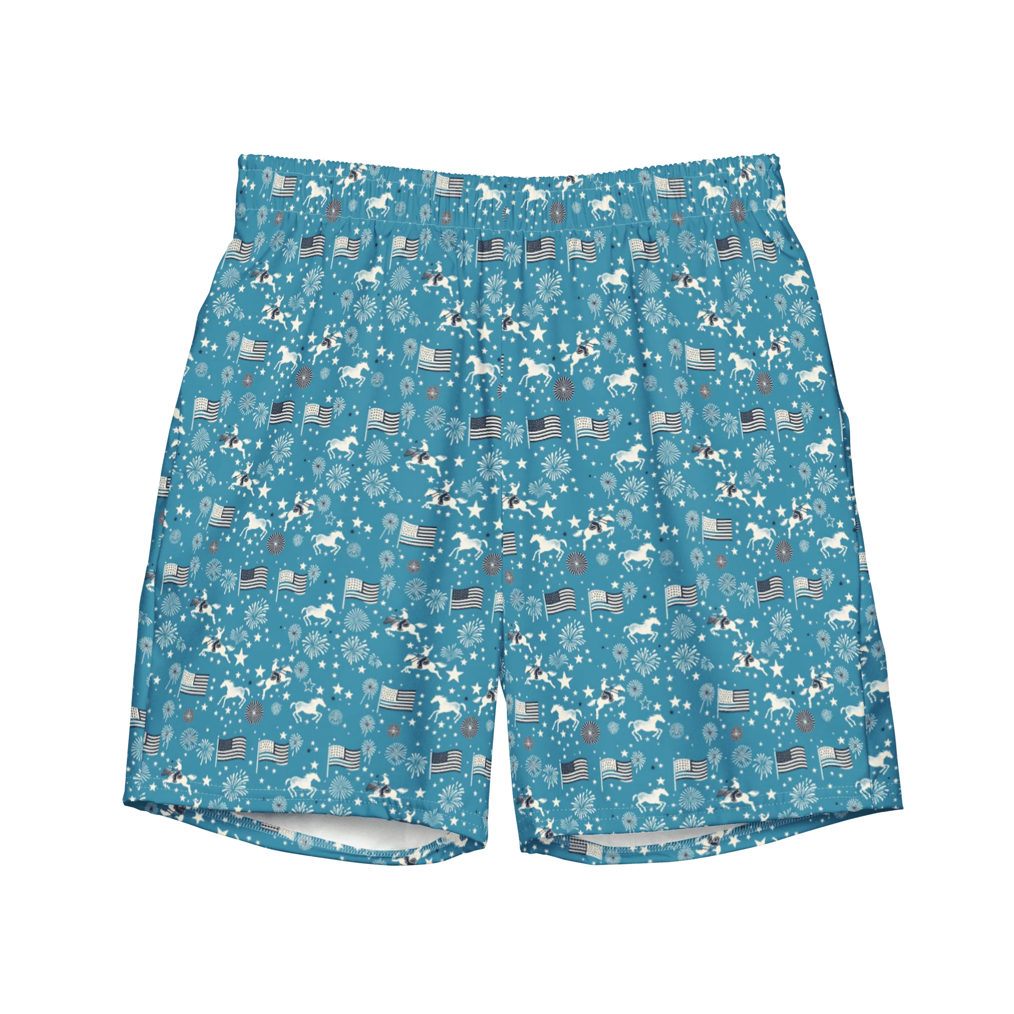 Independence Blues: Fourth of July Cowboy Swim Trunks