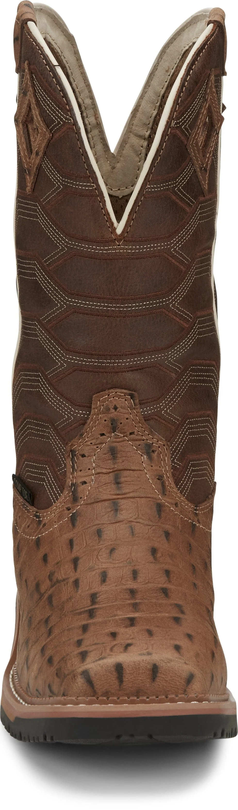 Justin Men’s Hybred Derrickman Caramel Croc Print Comp Toe Work Boots SE4839 - Image 8