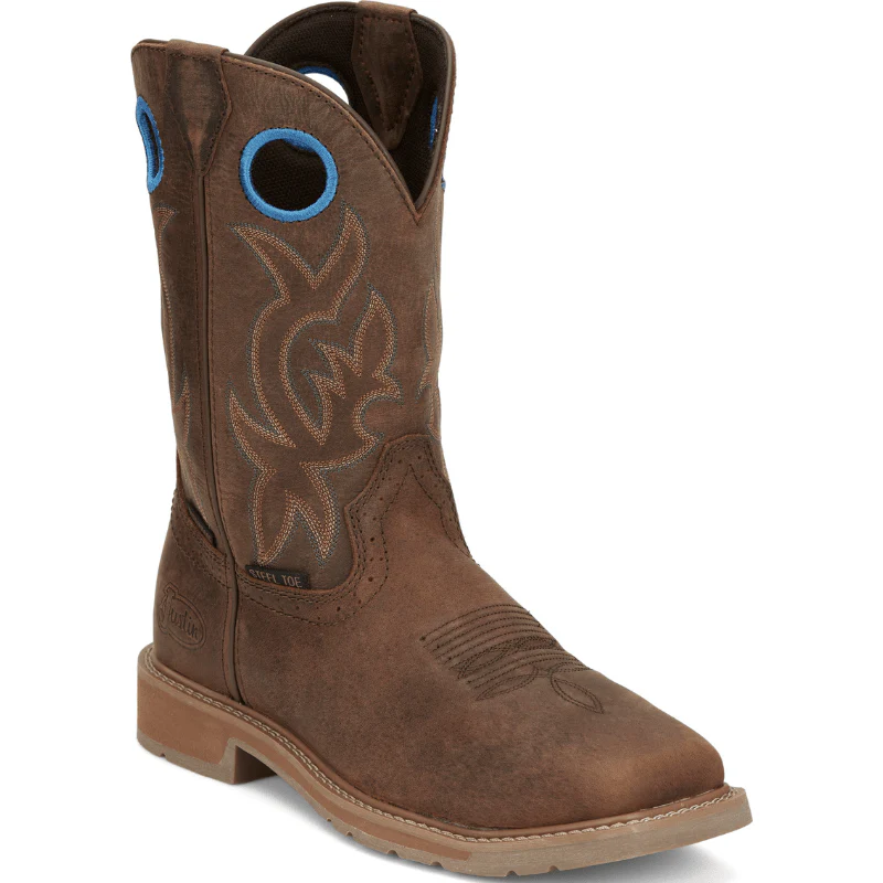 Justin Men's All Around Walnut Brown Steel Toe Waterproof Work Boots SE3115