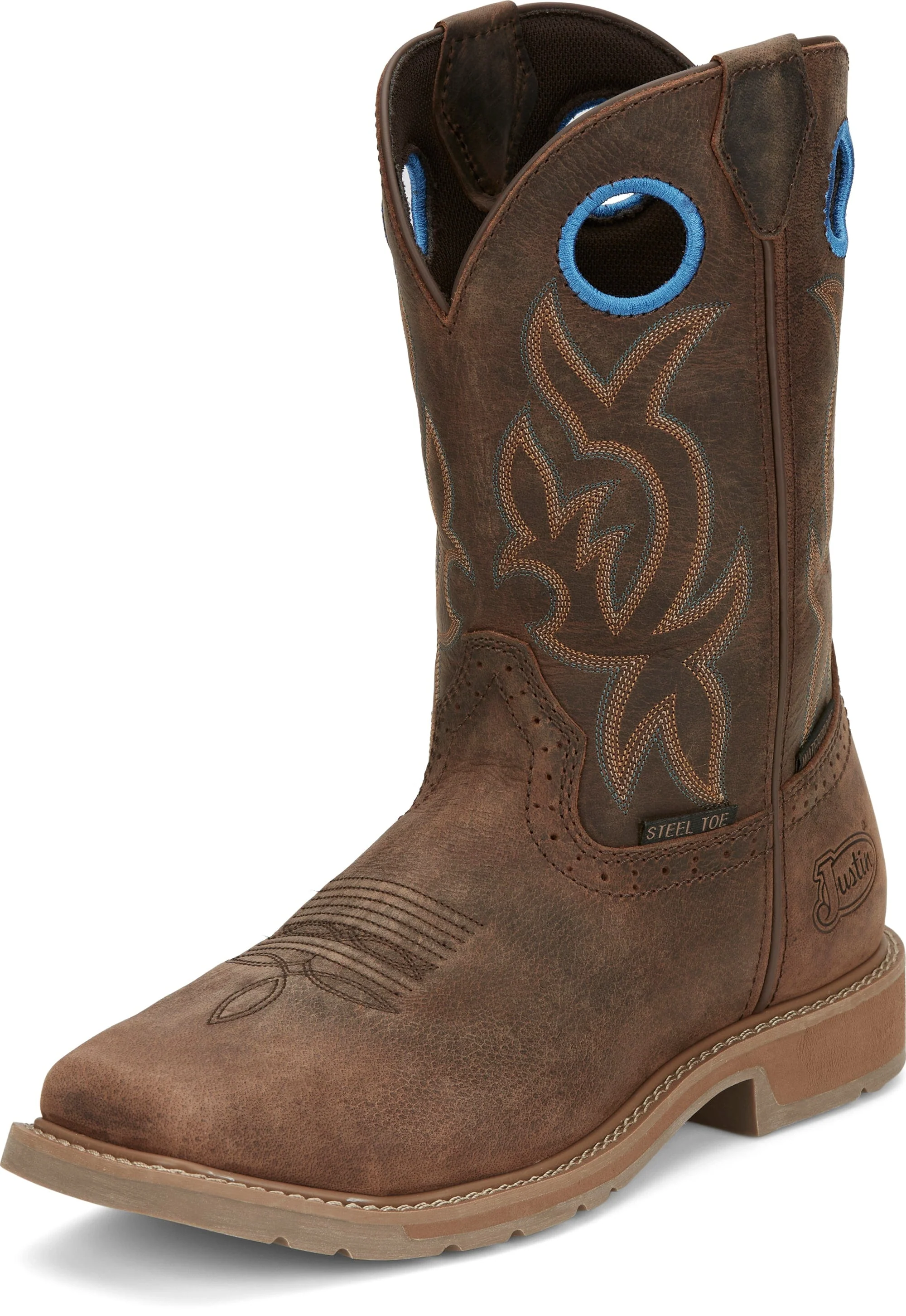Justin Men's All Around Walnut Brown Steel Toe Waterproof Work Boots SE3115 - Image 2