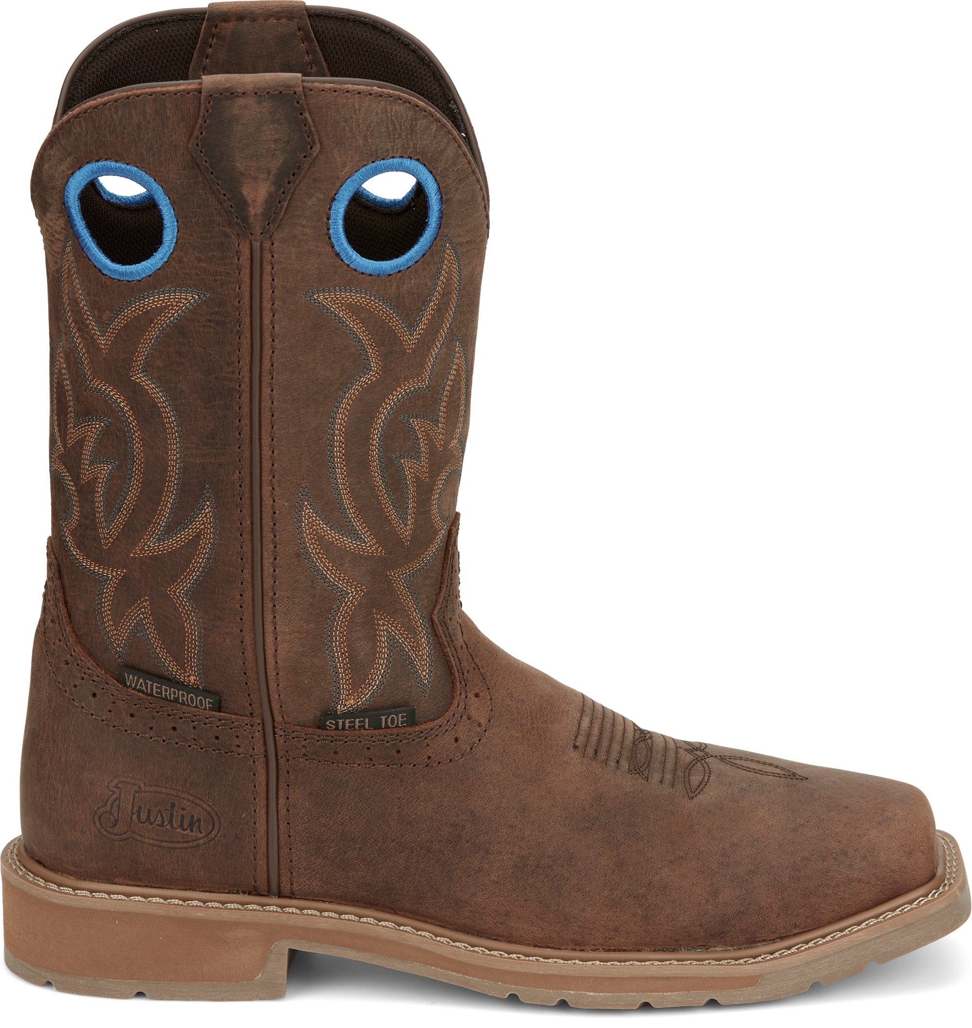 Justin Men's All Around Walnut Brown Steel Toe Waterproof Work Boots SE3115 - Image 3