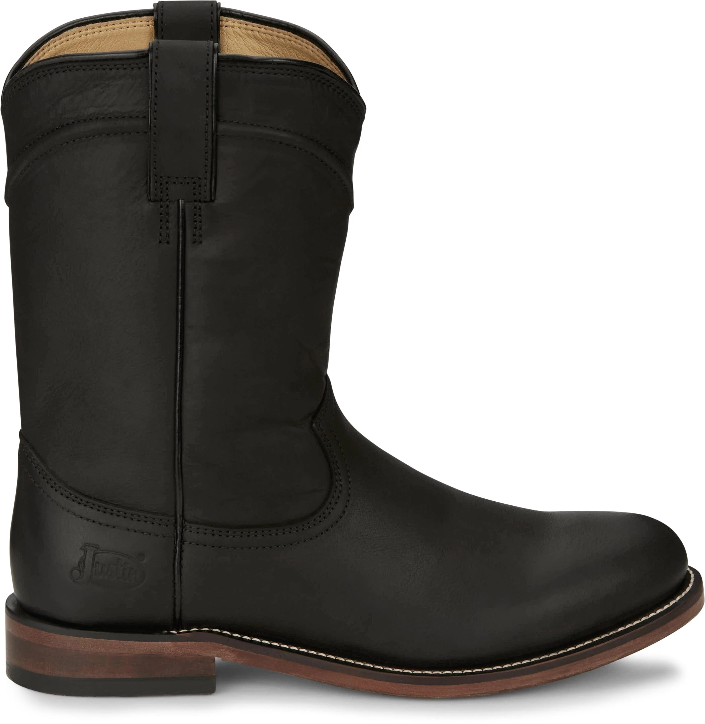 Justin Men's Braswell Black Round Toe Roper Boots RP3741 - Image 3