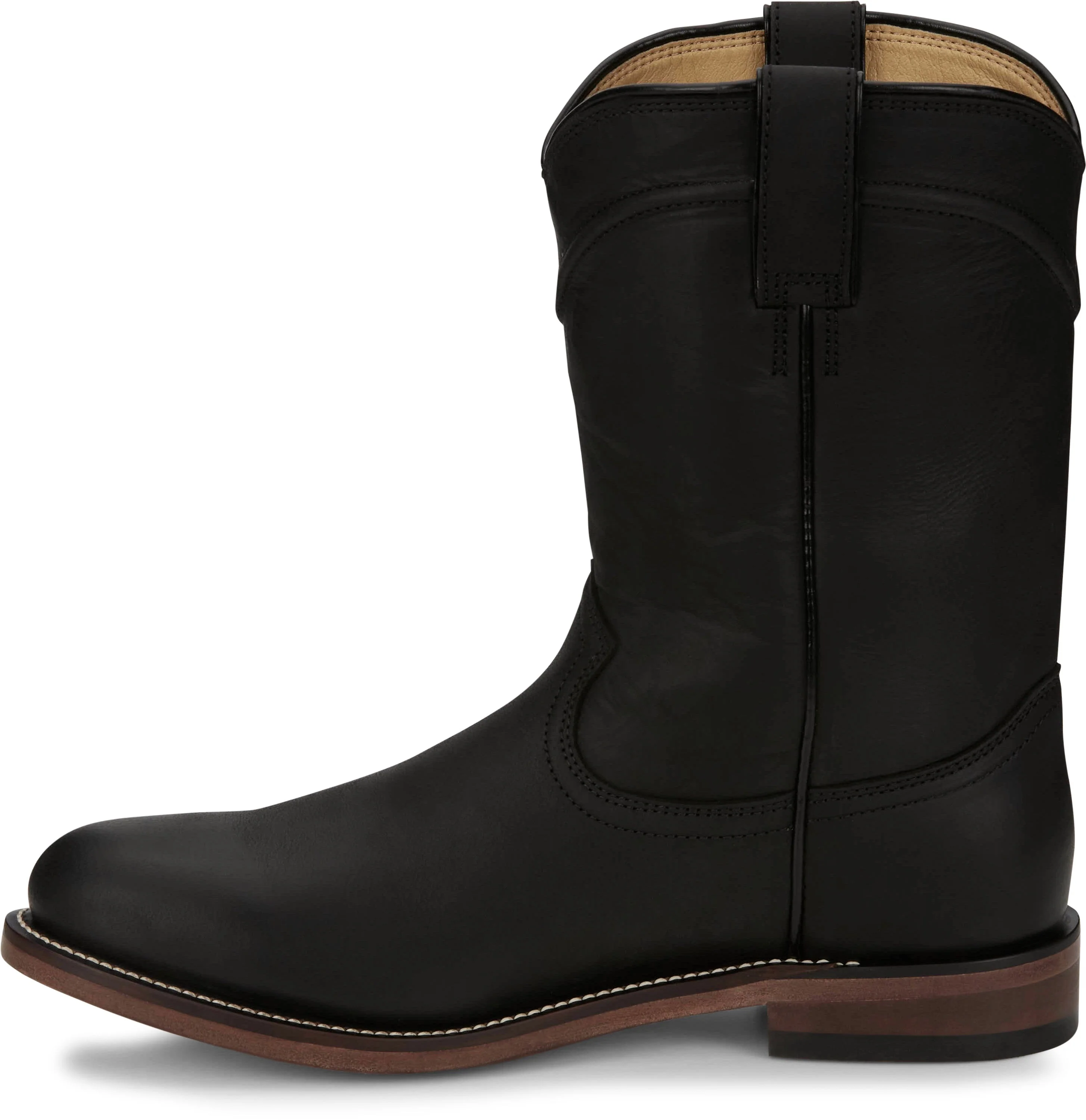 Justin Men's Braswell Black Round Toe Roper Boots RP3741 - Image 4
