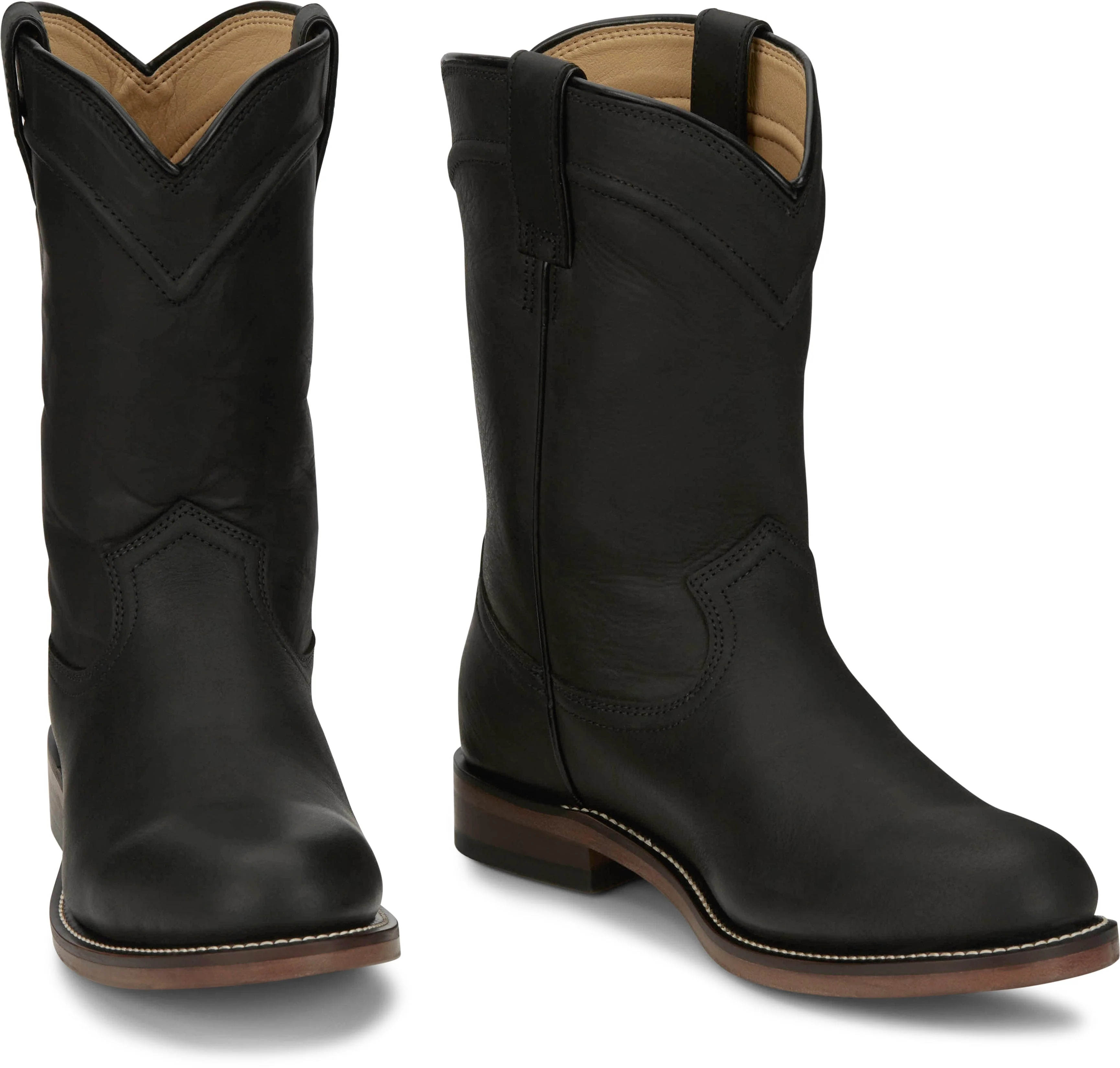 Justin Men's Braswell Black Round Toe Roper Boots RP3741 - Image 8