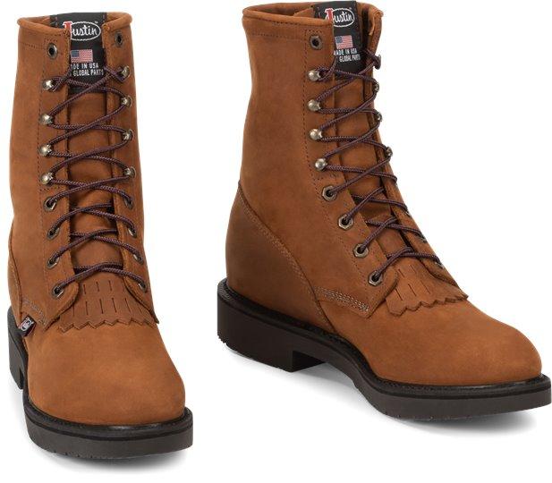 Justin Men's Conductor Brown Soft Toe Lace Up Work Boots 760 - Image 7