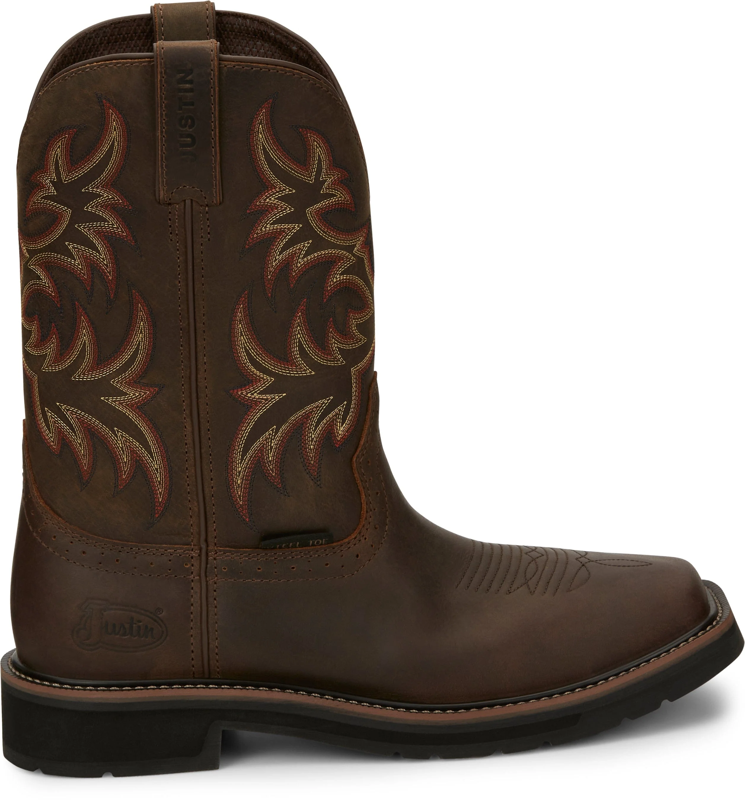 Justin Men's Stampede Driller Dark Brown Steel Toe Work Boots SE4682 - Image 2