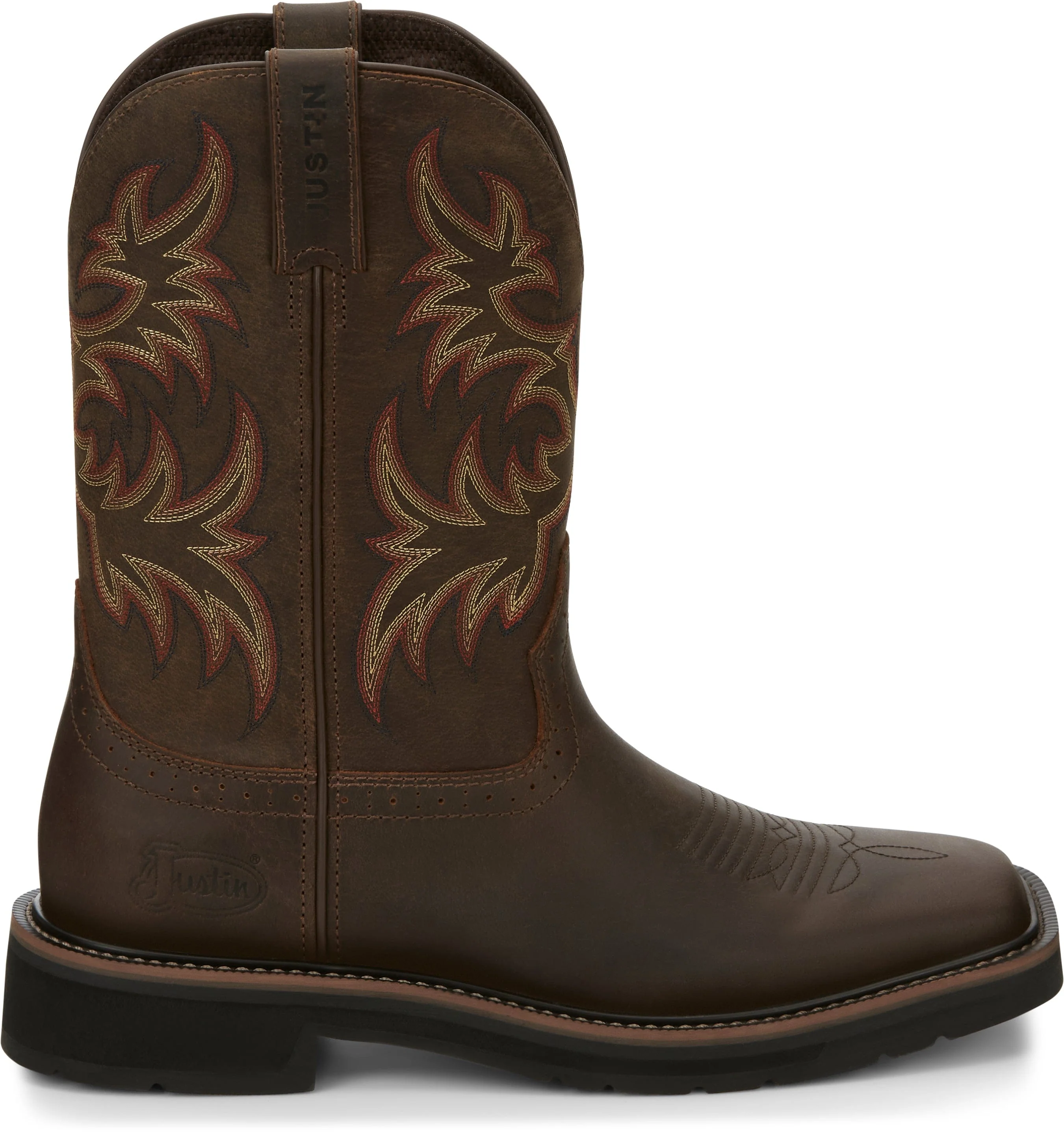 Justin Men's Stampede Driller Dark Brown Square Toe Work Boots SE4681 - Image 2