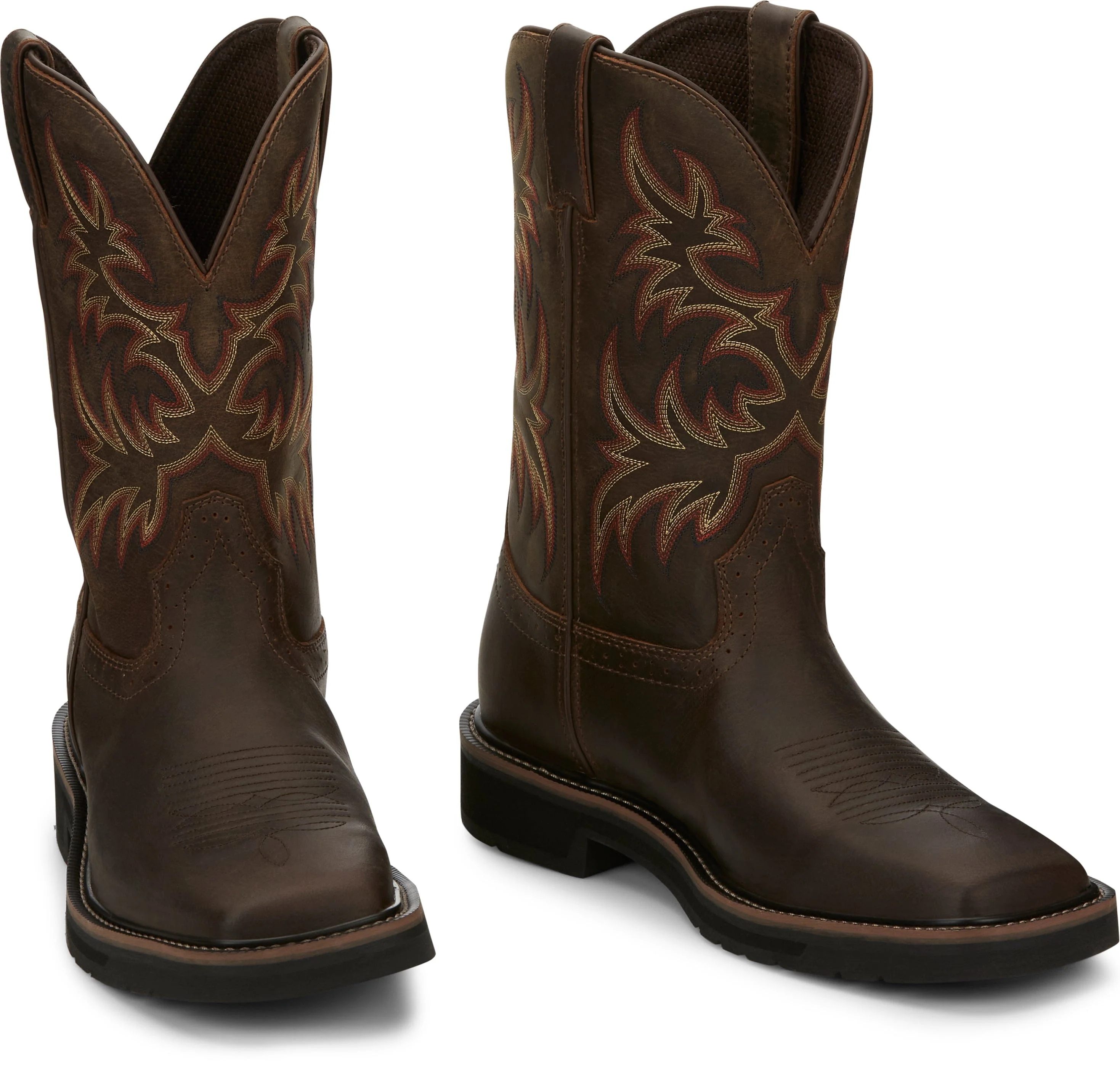Justin Men's Stampede Driller Dark Brown Square Toe Work Boots SE4681 - Image 3
