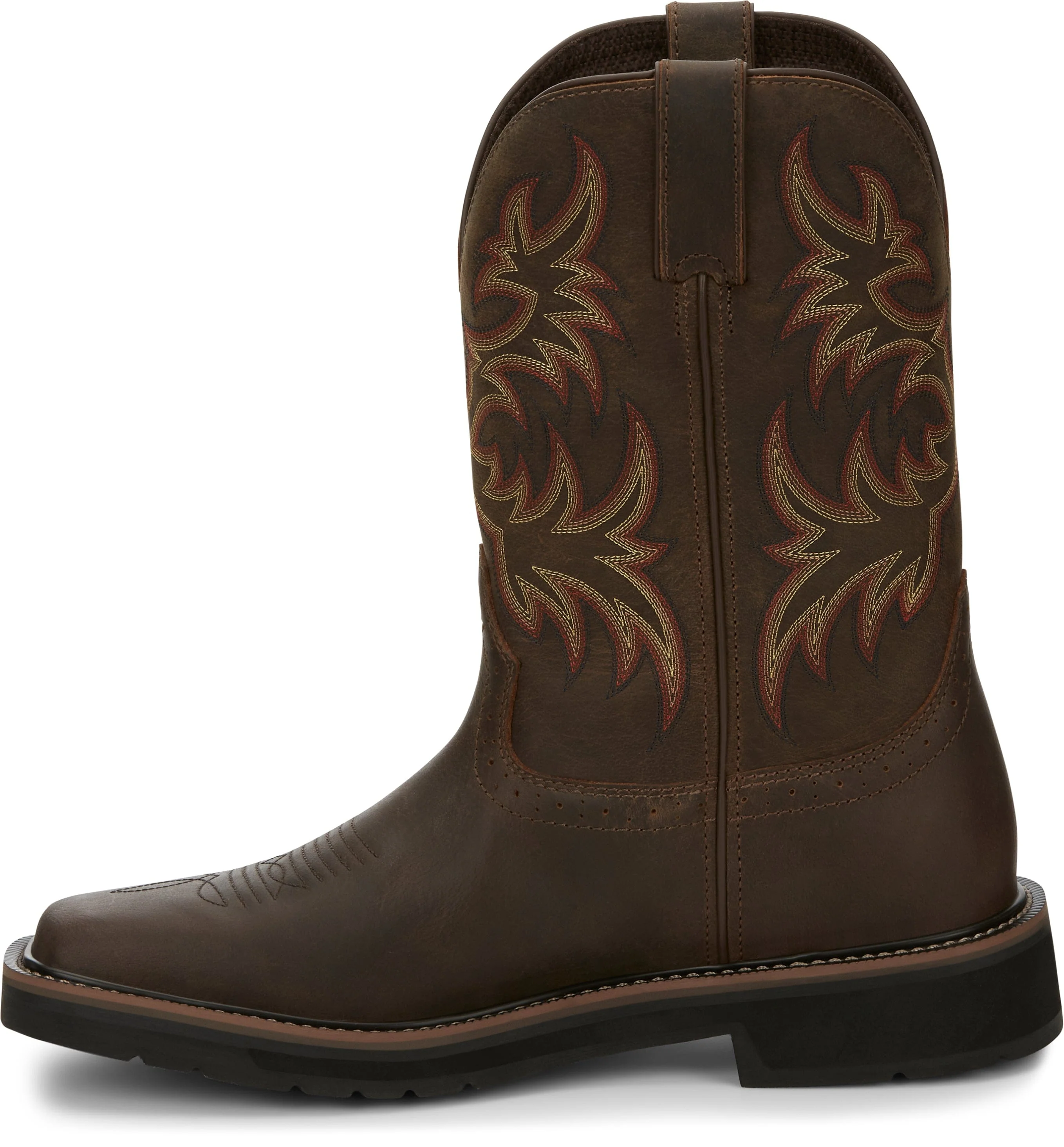 Justin Men's Stampede Driller Dark Brown Square Toe Work Boots SE4681 - Image 9