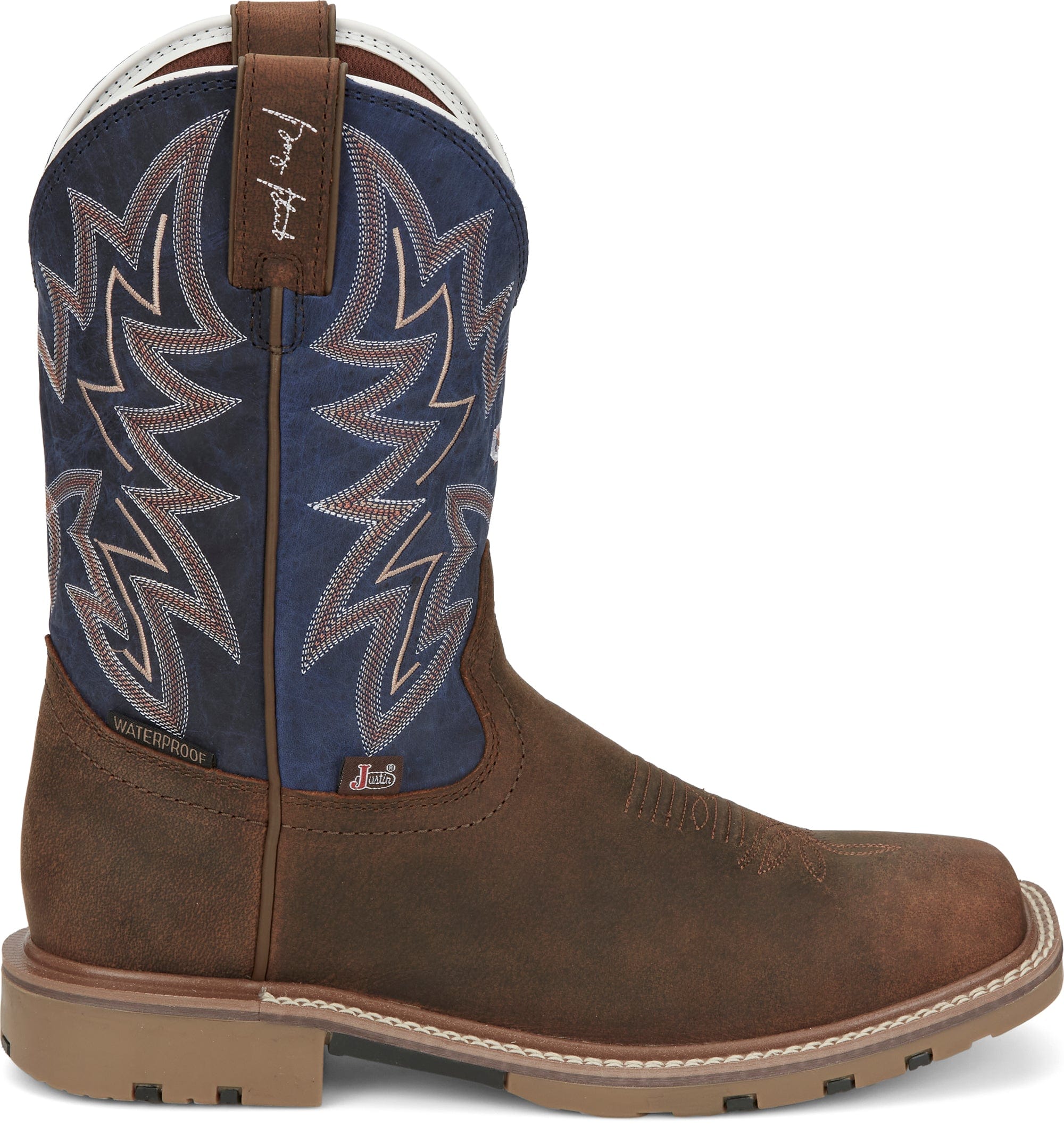 Justin Men's Dusty Cedar Brown Waterproof Western Work Boots GR9063 - Image 3