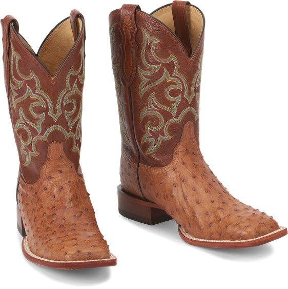 Justin Men's Exotic Truman Cognac Full Quill Ostrich Cowboy Boots 8516 - Image 7