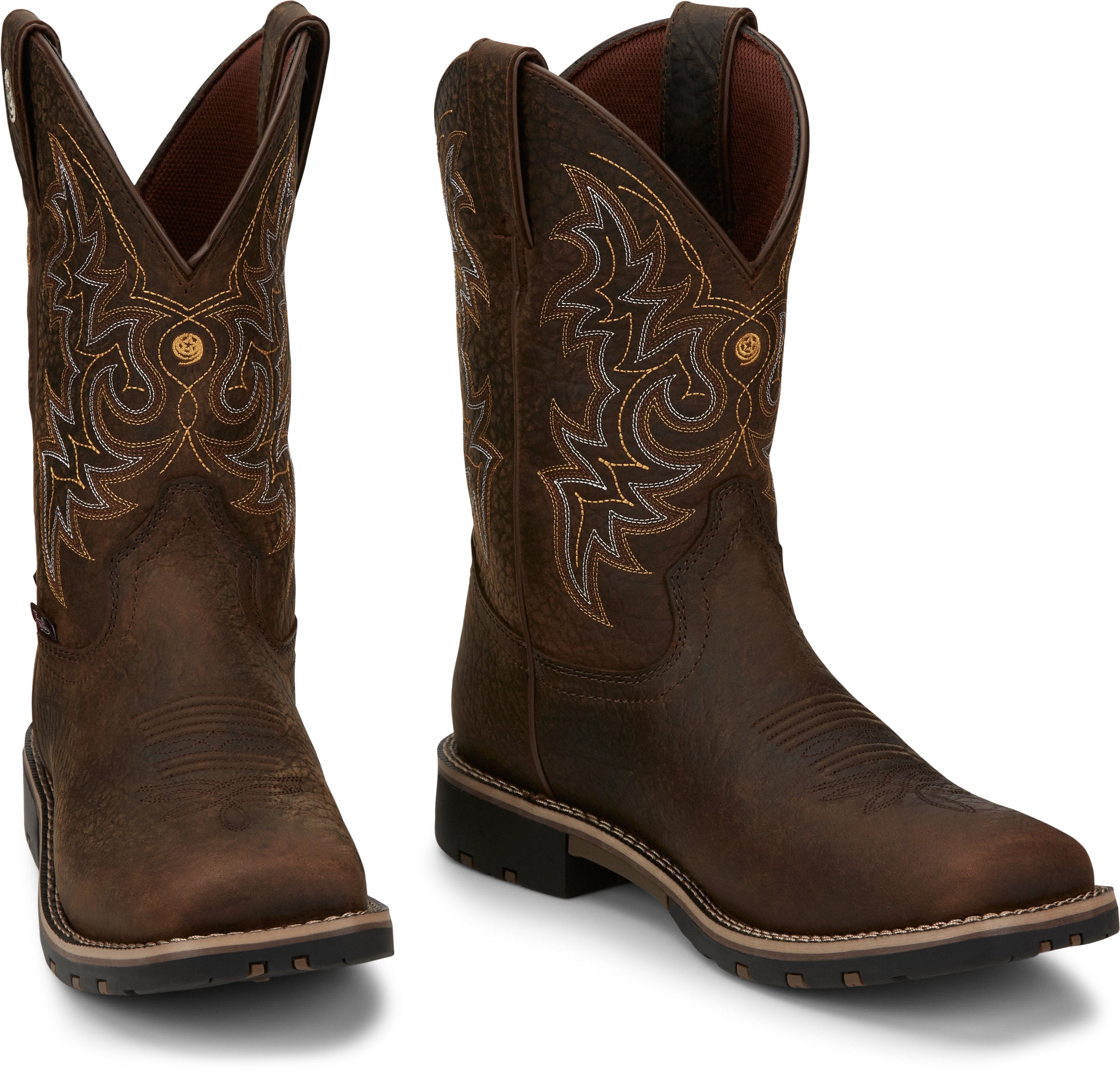 Justin Men's George Strait Fireman Distressed Brown Waterproof Western Work Boots GR9050 - Image 7