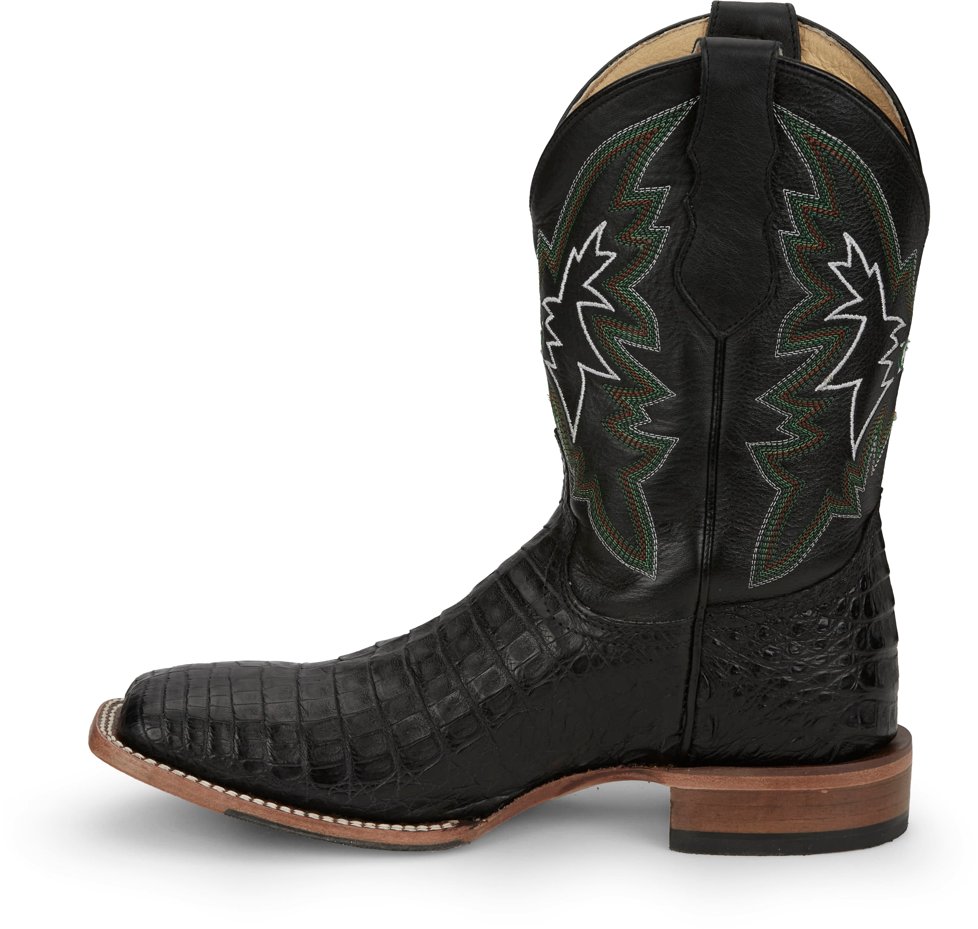 Justin Men's George Strait Haggard Black Caiman Square Toe Exotic Western Boots GR5705 - Image 4