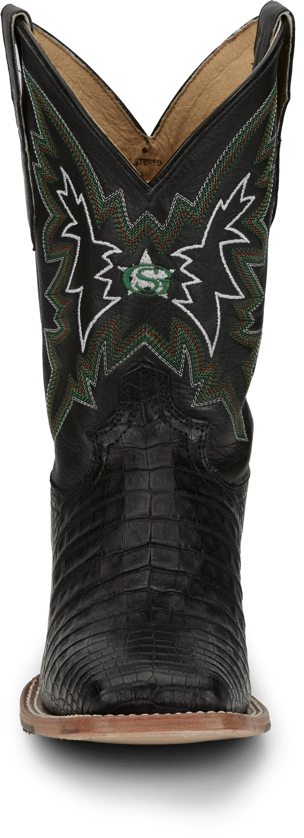 Justin Men's George Strait Haggard Black Caiman Square Toe Exotic Western Boots GR5705 - Image 6