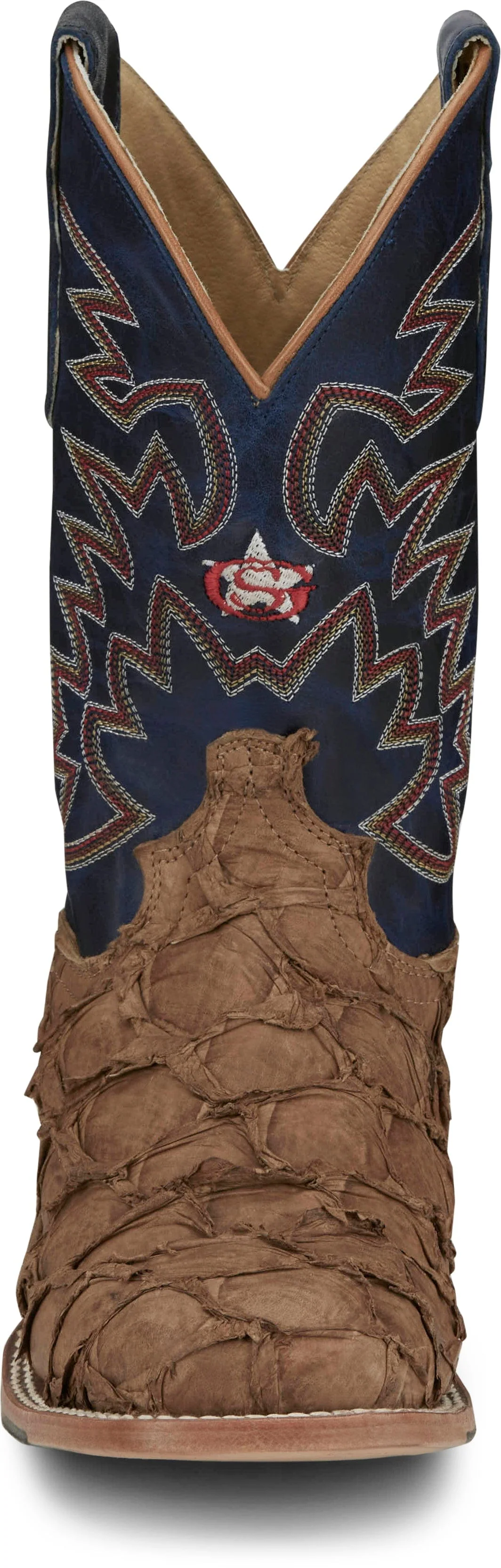 Justin Men's George Strait Ocean Front Pirarucu Tan Square Toe Exotic Western Boots GR5707 - Image 8
