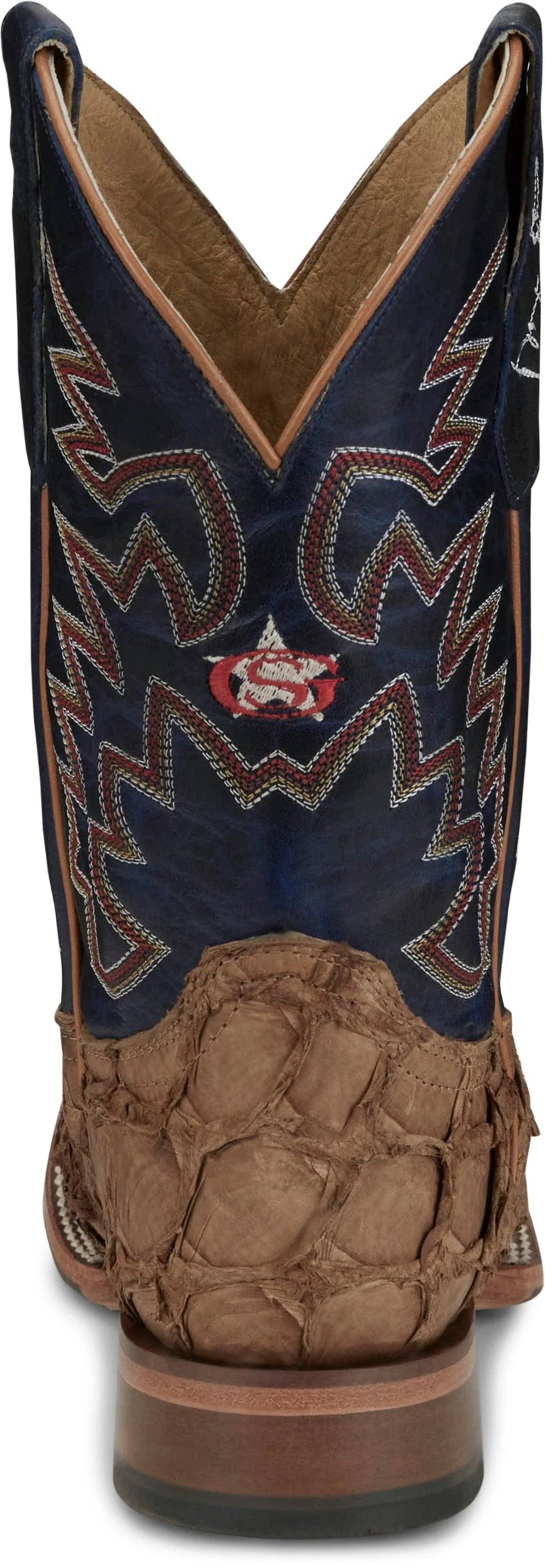 Justin Men's George Strait Ocean Front Pirarucu Tan Square Toe Exotic Western Boots GR5707 - Image 9
