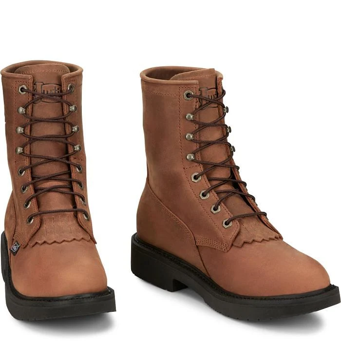 Justin Men's Livestock Aged Brown Lace Up Work Boots OW760 - Image 6
