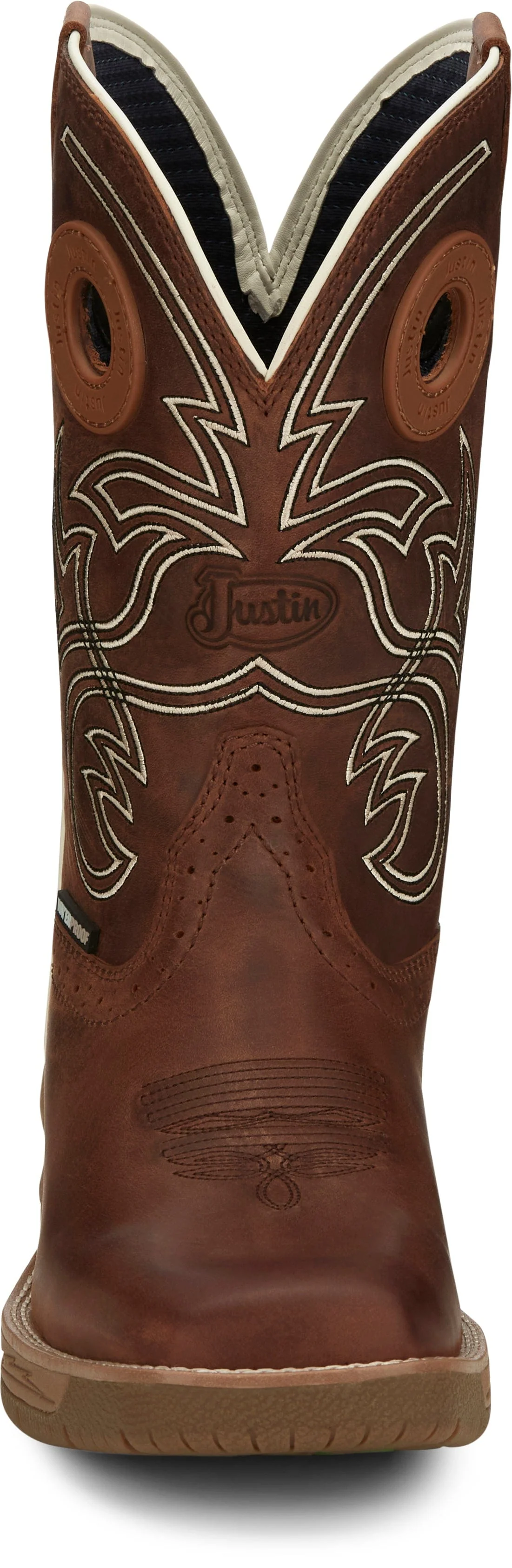 Justin Men's Nitread Spice Brown Waterproof Square Toe Work Boots CR3200 - Image 5