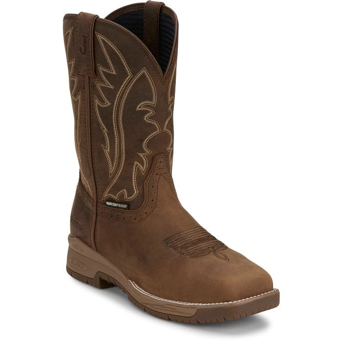 Justin Men's Taupe Nitread Waterproof Nano Comp Toe Work Boots CR3207
