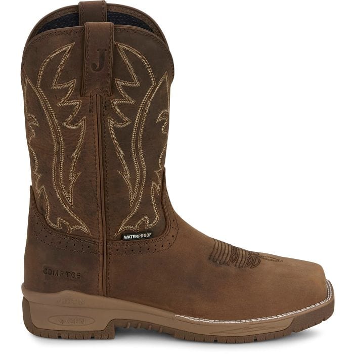 Justin Men's Taupe Nitread Waterproof Nano Comp Toe Work Boots CR3207 - Image 2
