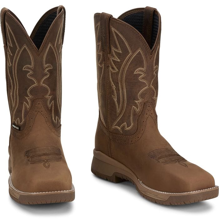 Justin Men's Taupe Nitread Waterproof Nano Comp Toe Work Boots CR3207 - Image 6