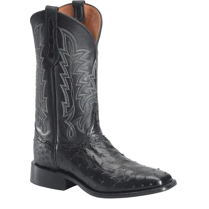Justin Men's Obsidian Black Rancher Ostrich Exotic Cowboy Boot GR5335