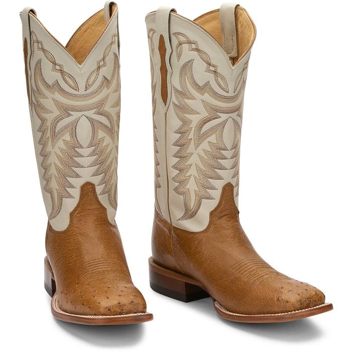 Justin Men's Pascoe Antique Saddle Smooth Ostrich Western Boots 8294 - Image 7