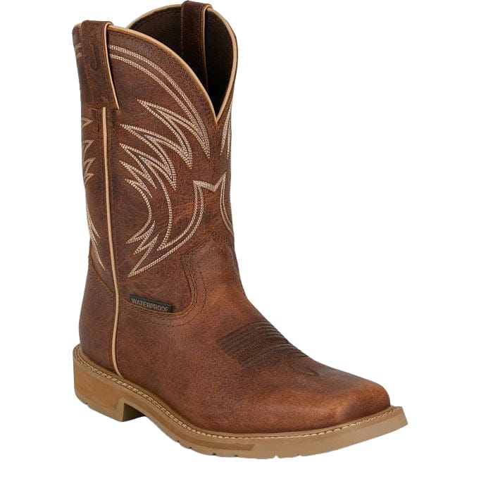 Justin Men's Pecan Daywork Waterproof Western Work Boots SE4242