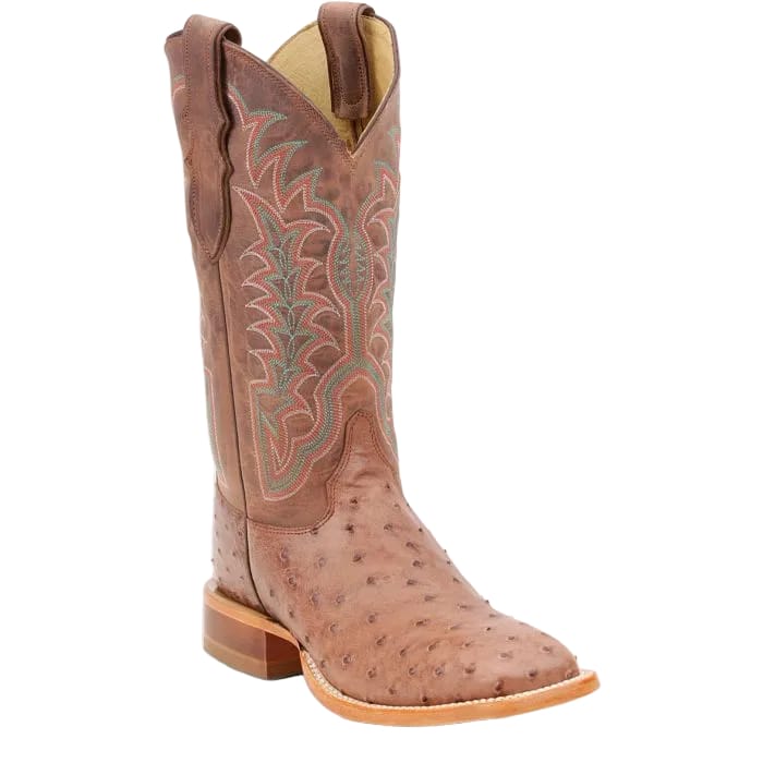 Justin Men's Rum Brown Chisolm Full Quill Ostrich Exotic Boots JE8172