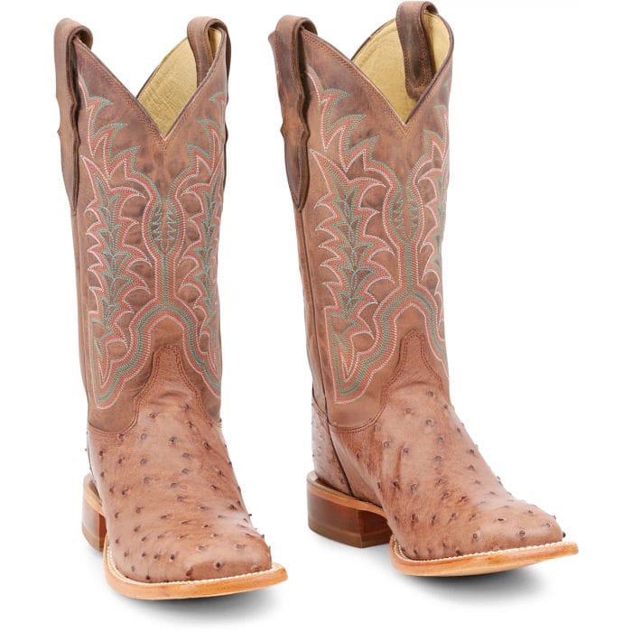 Justin Men's Rum Brown Chisolm Full Quill Ostrich Exotic Boots JE8172 - Image 4
