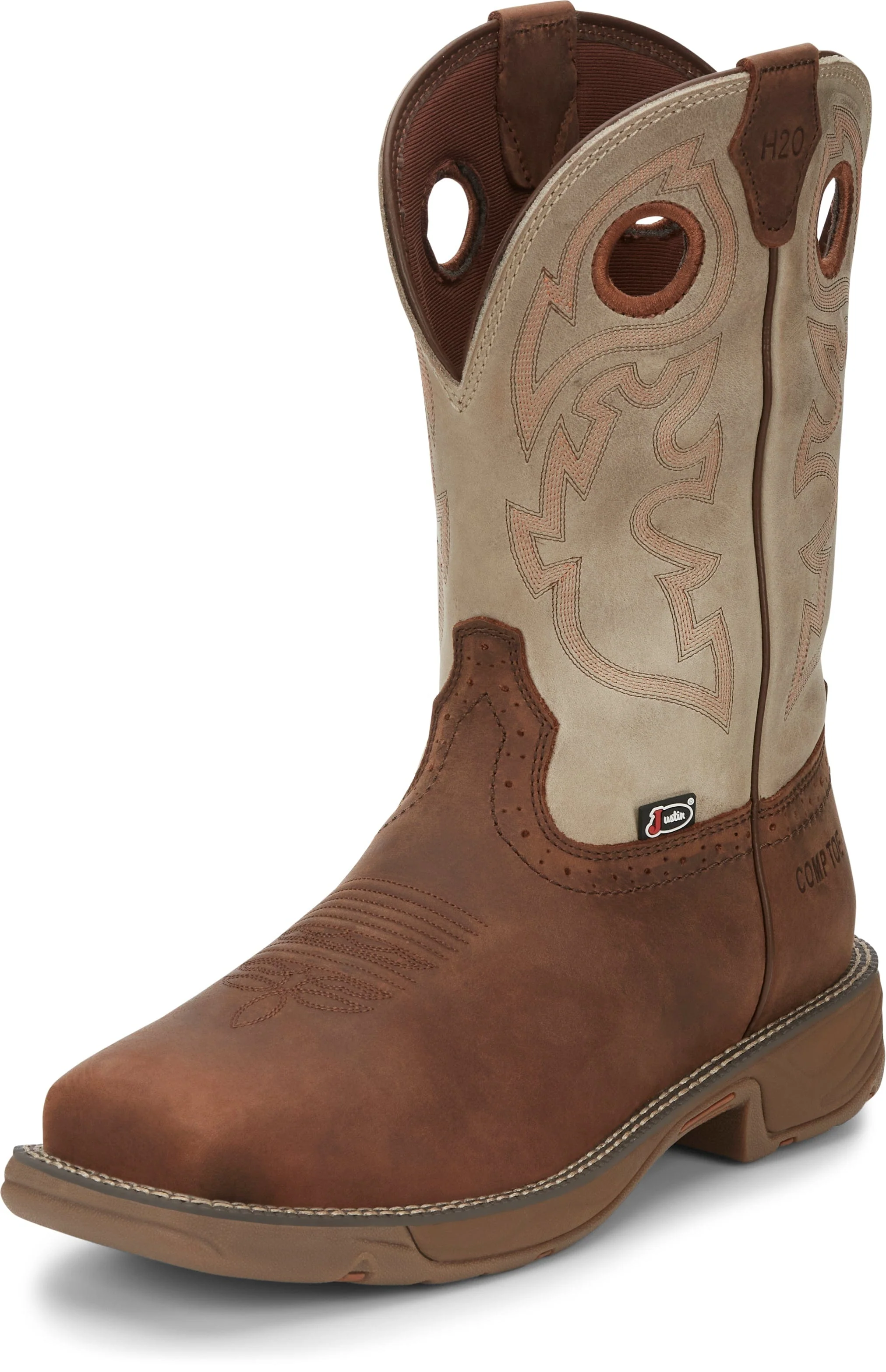 Justin Men's Rush Tan Composite Toe Waterproof Work Boot WK4338 - Image 2
