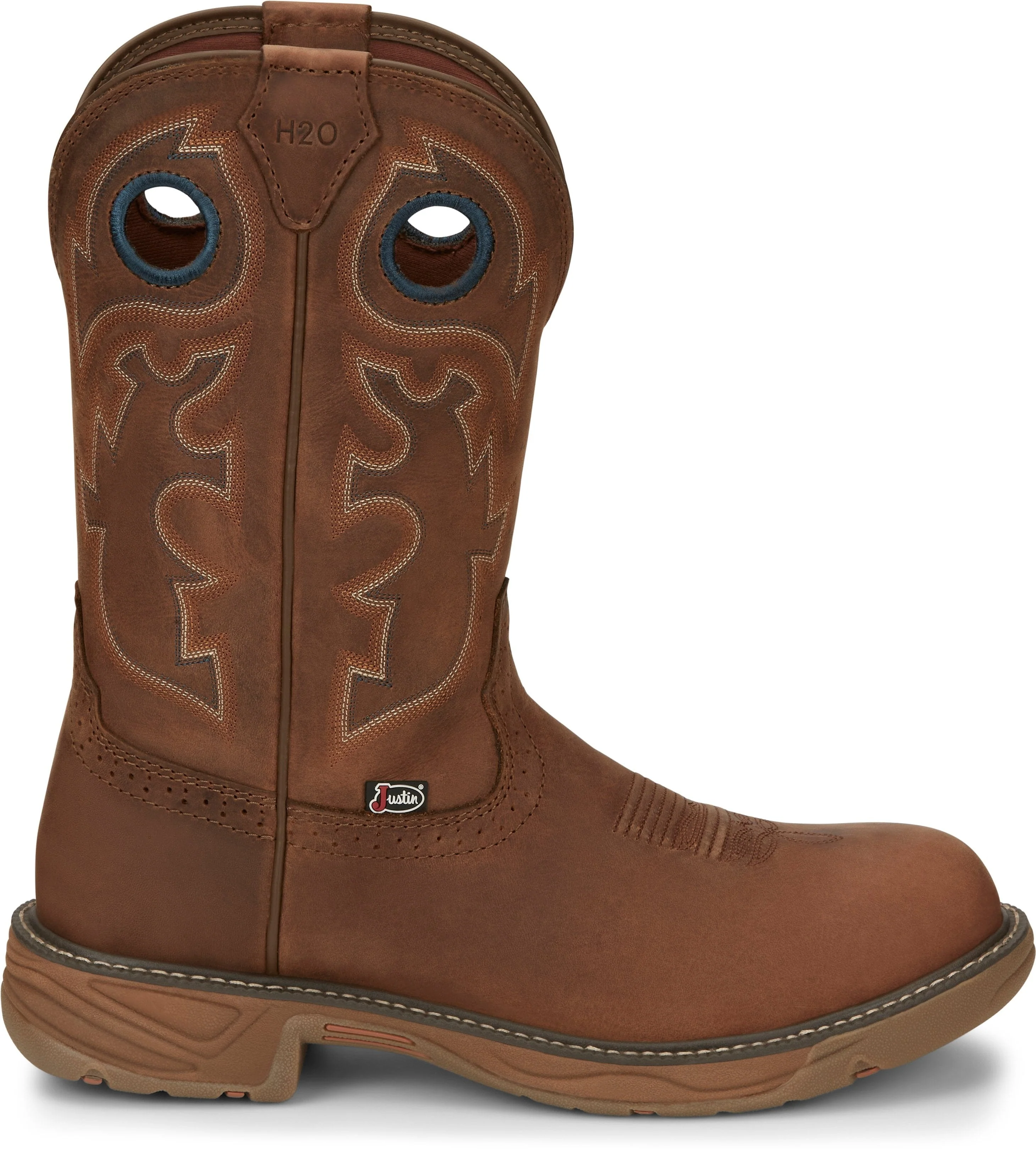Justin Men's Stampede Rush Barley Brown Waterproof Non-Safety Round Toe Work Boots - SE4332 - Image 2